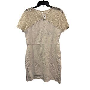 Banana Republic Womens Ivory Lace Yoke Short Sleeve Dress Size 8
